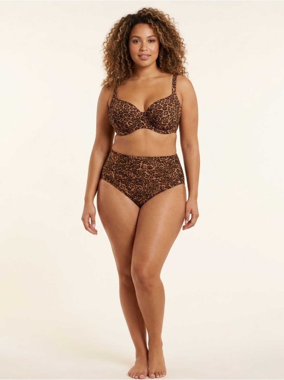 NWT Popilush Leopard Print Bikini Set XXL High Waist Swimsuit Plus Size